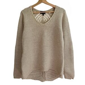 FENN Wright Mason Wool Alpaca Blend V-Neck Crochet Back Sweater